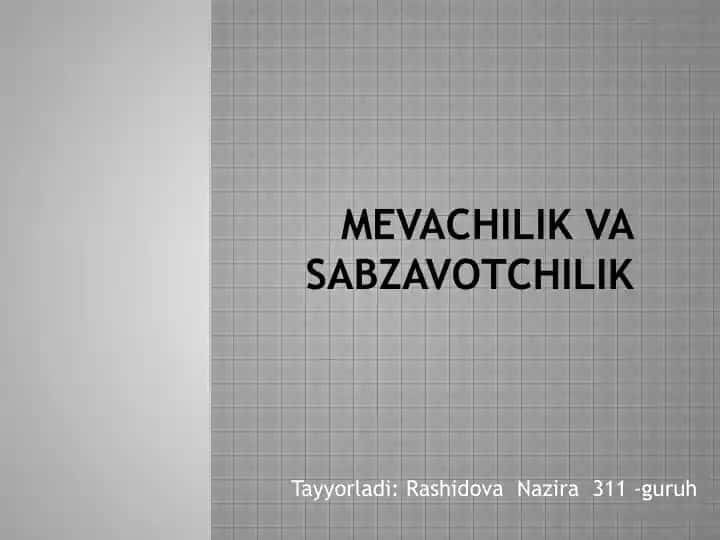 Mevachilik va sabzavotchilik