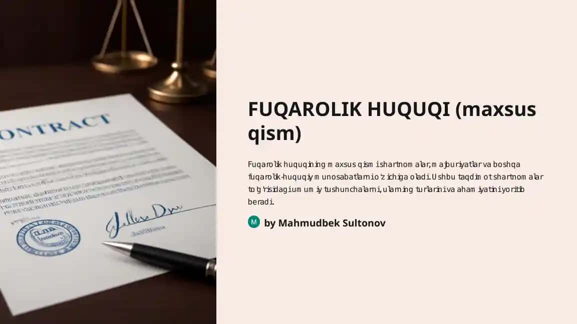 Fuqarolik Huquqi (maxsus qism)