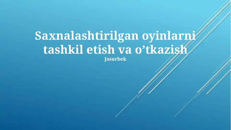 Moslashtirilgan O'yinlarni Tashkil Etish va O'tkazish
