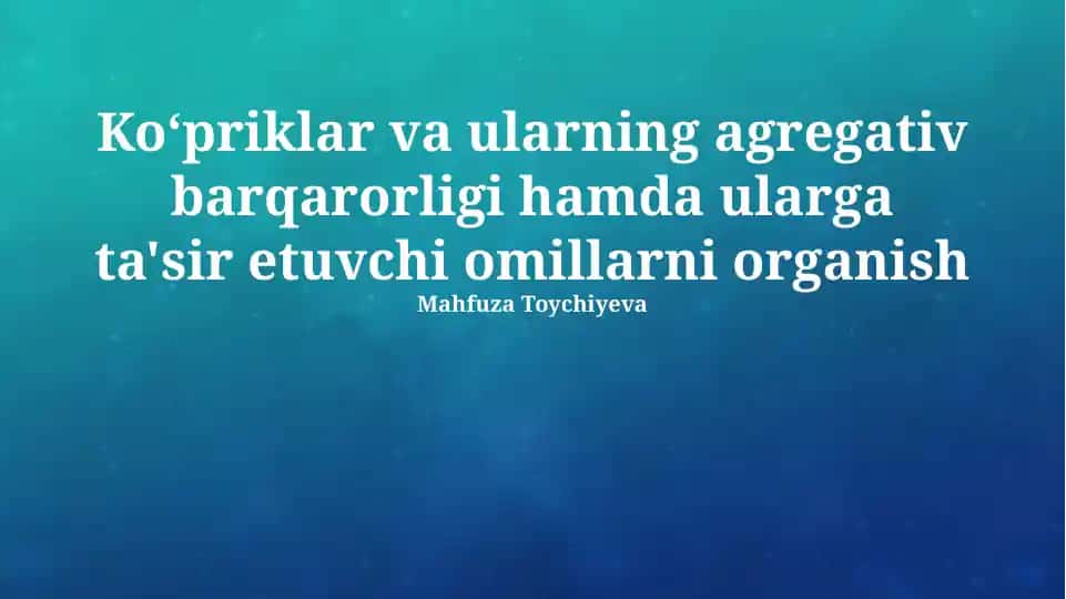 Ko‘priklar va ularning agregativ barqarorligi hamda ularga ta'sir etuvchi omillar