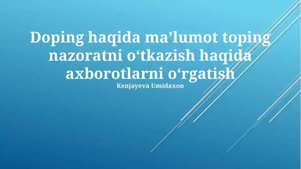 Doping haqida ma'lumot topish