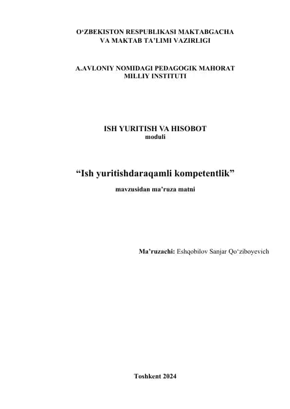 Ish Yuritish va Hisobot Moduli