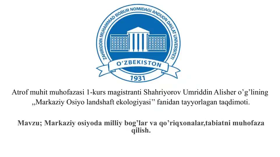Markaziy Osiyo Landshaft Ekologiyasi