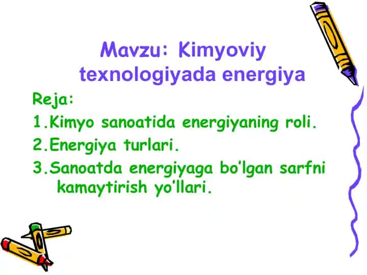 Kimyoviy texnologiyada energiya