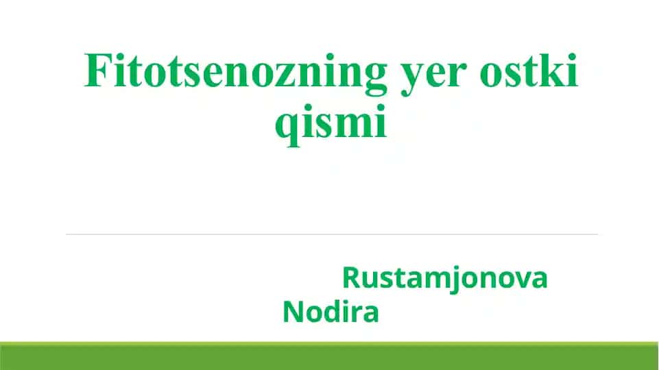 Fitotsenozning yer ostki qismi