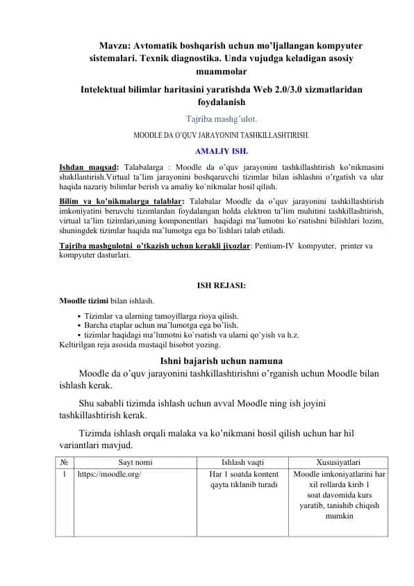 Avtomatik boshqarish uchun mo’ljallangan kompyuter sistemalari