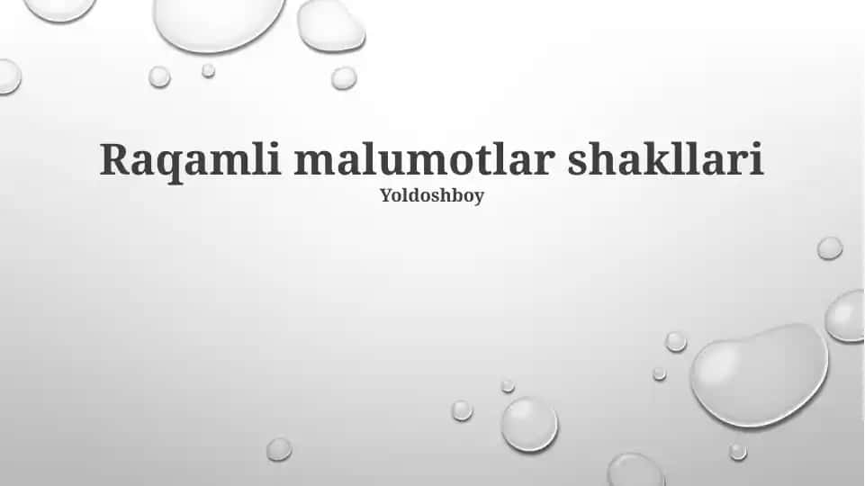 Raqamli ma'lumotlar shakllari