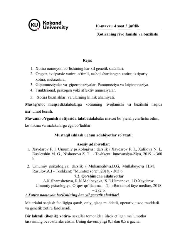 Xotira genetik shakllari