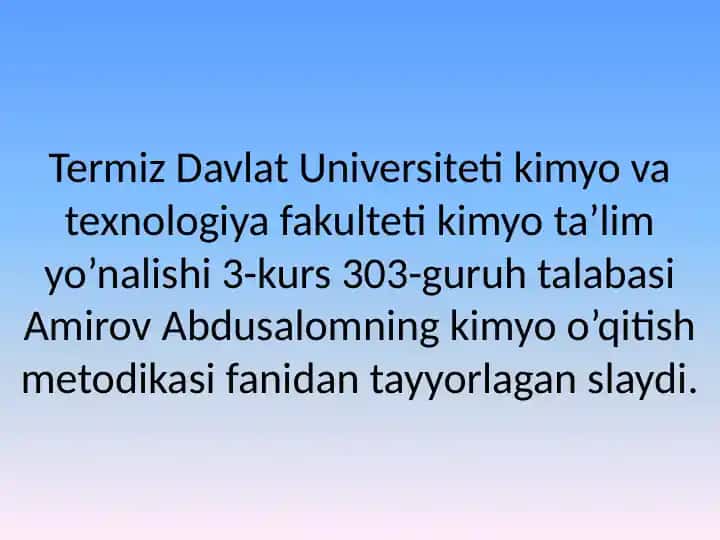 Kimyo o‘qitish metodi