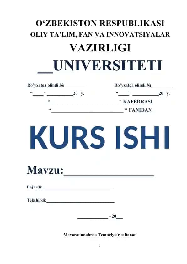 Kurs ish I "Mavarounnahrda Temuriylar saltanati"