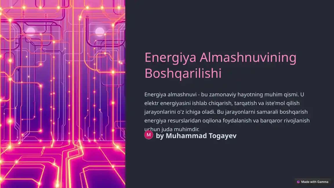 Energiya Almashnuvining Boshqarilishi