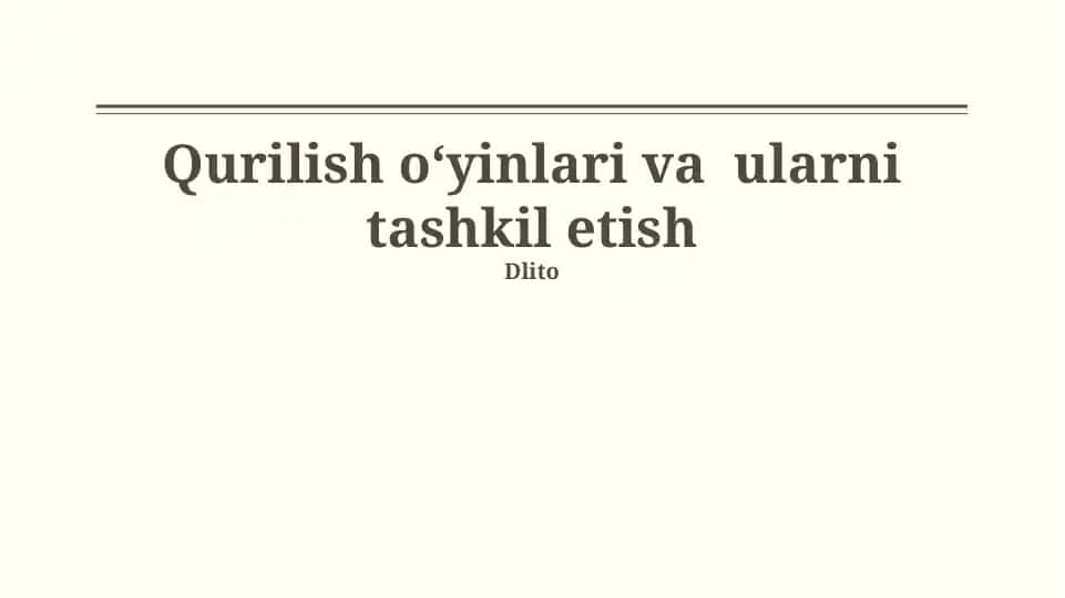 Qurilish oʻyinlari va ularni tashkil etish