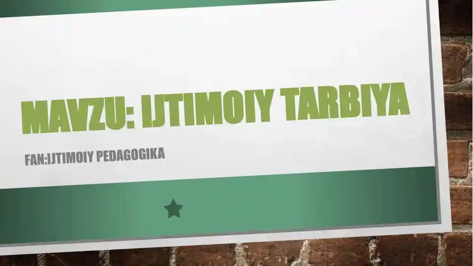Ijtimoiy tarbiya