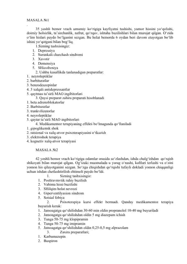Psixologik tushunmalar bo‘yicha ro‘yxat