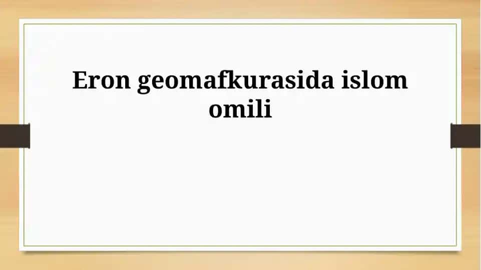 Islom Eron geostrategiyasi