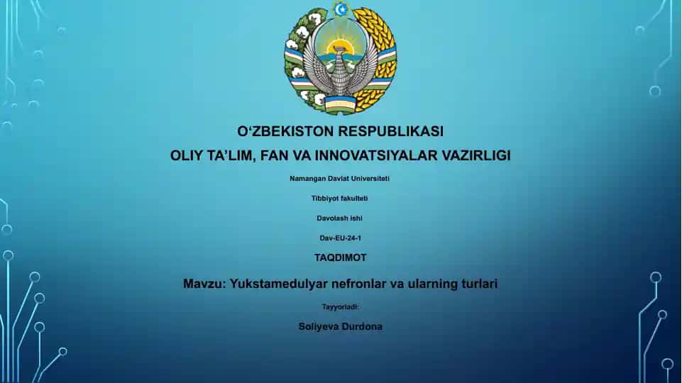 Yukstamedulyar nefronlar va ularning turlari