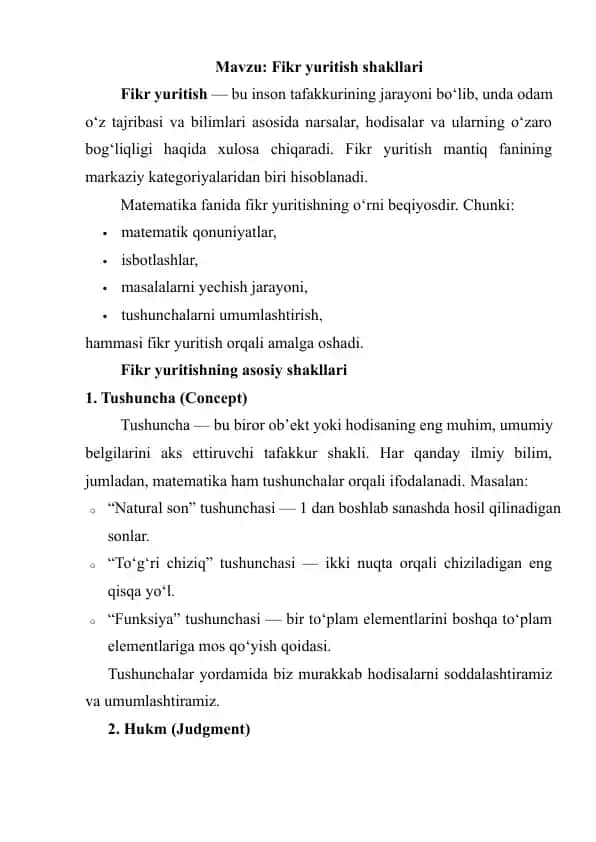 Fikr yuritish shakllari