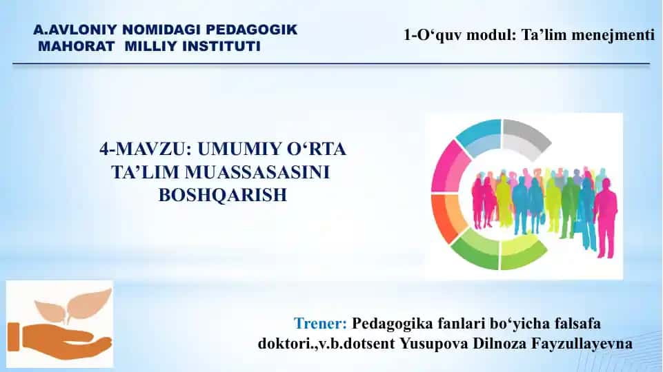 Umumiy o‘rta ta’lim muassasasini boshqarish
