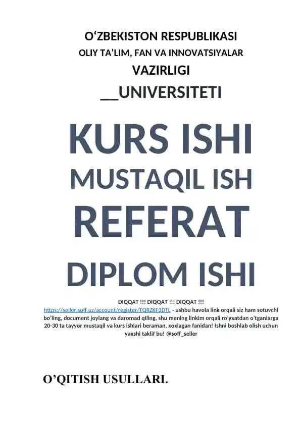 Kakografiya usuli bo‘yicha mustaqil ish (referat)