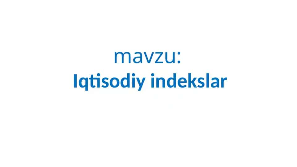 Iqtisodiy indekslar