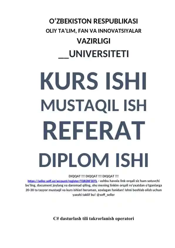 C# dasturlash tili takrorlanish operatori