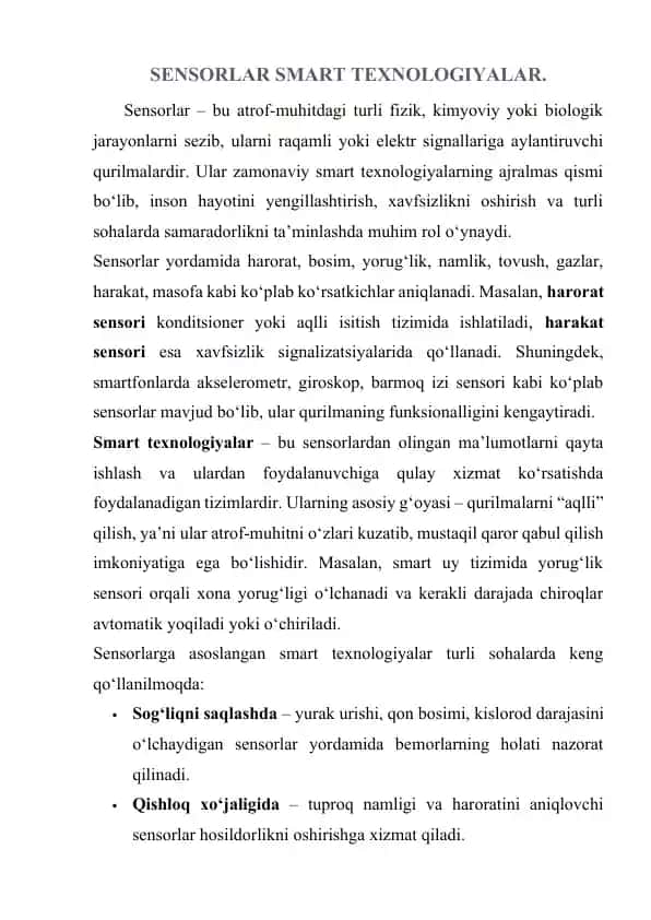 Sensorlar