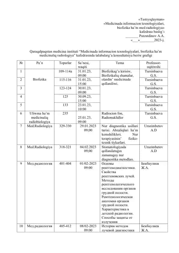 Konsultatsiya grafigi