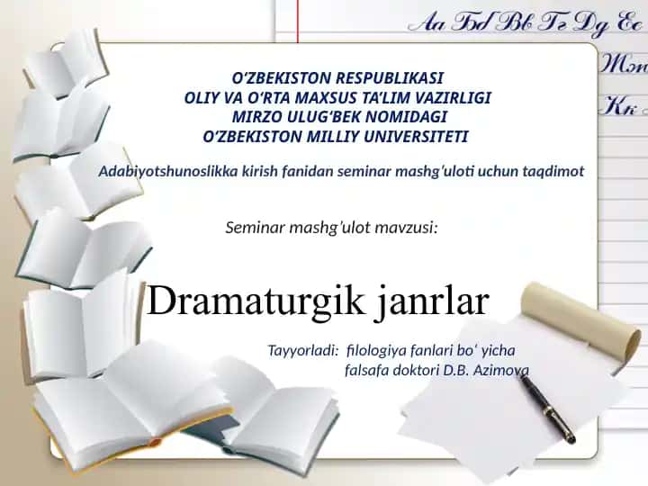 Dramaturgik janrlar seminar mazmuni