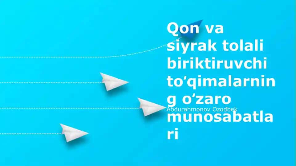Qon va siyrak tolali biriktiruvchi to'qimalarning o'zaro munosabatlari