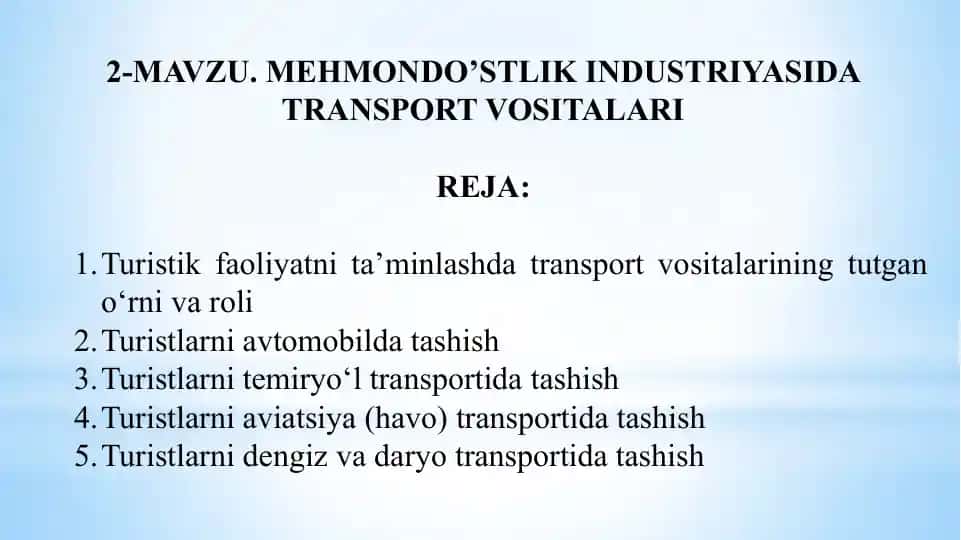 Turistik Transport Vositalari
