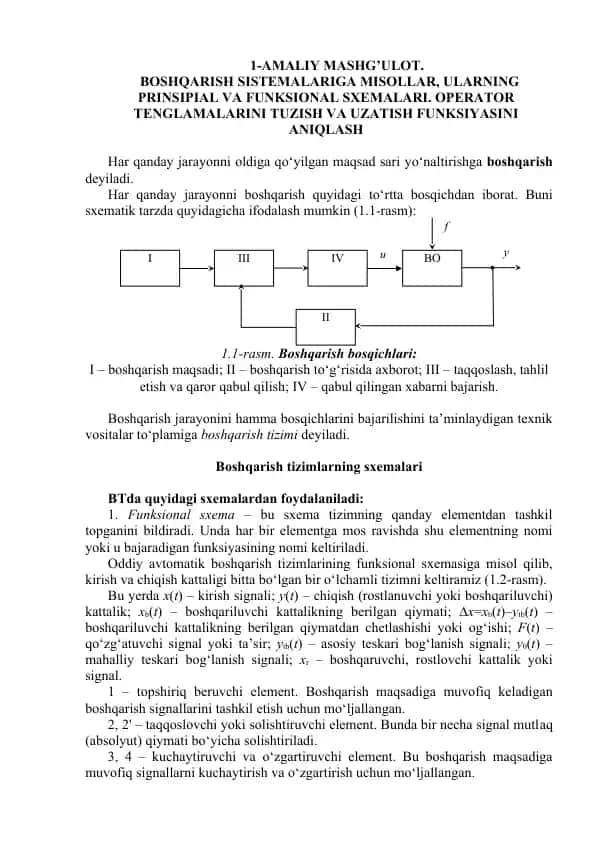 Boshqarish sistemalariga misollar