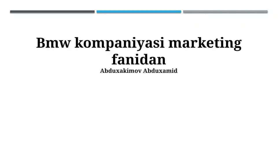 BMW: Bozor nuqtai nazaridan