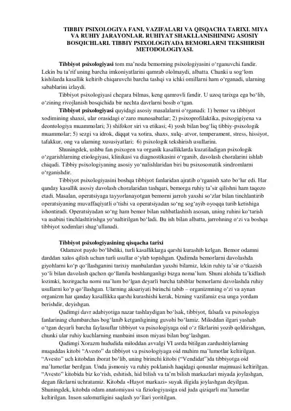 Tibbiy Psixologiya