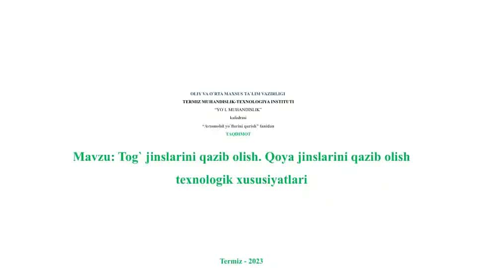 Tog' jinslarini qazib olish