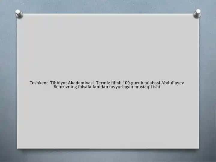 Falsafaning Milliy va Umuminsoniy Tamoyillari