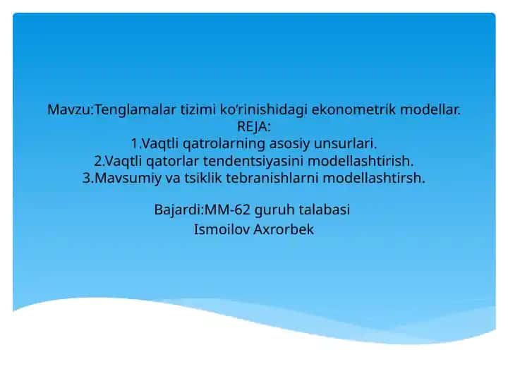 Ekonometrik modellarni qurish