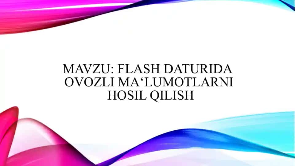 Flash daturida ovozli ma‘lumotlarni hosil qilish