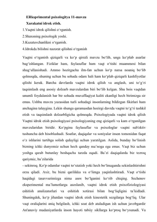 Vaqtni idrok etish
