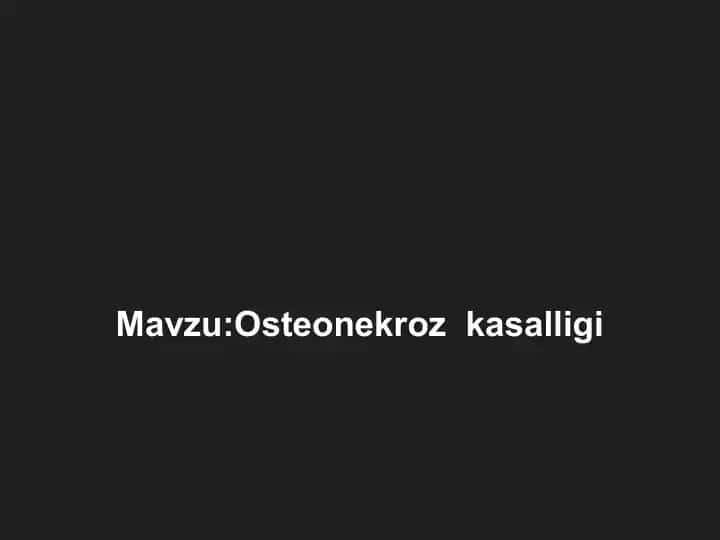 Osteonekroz kasalligi
