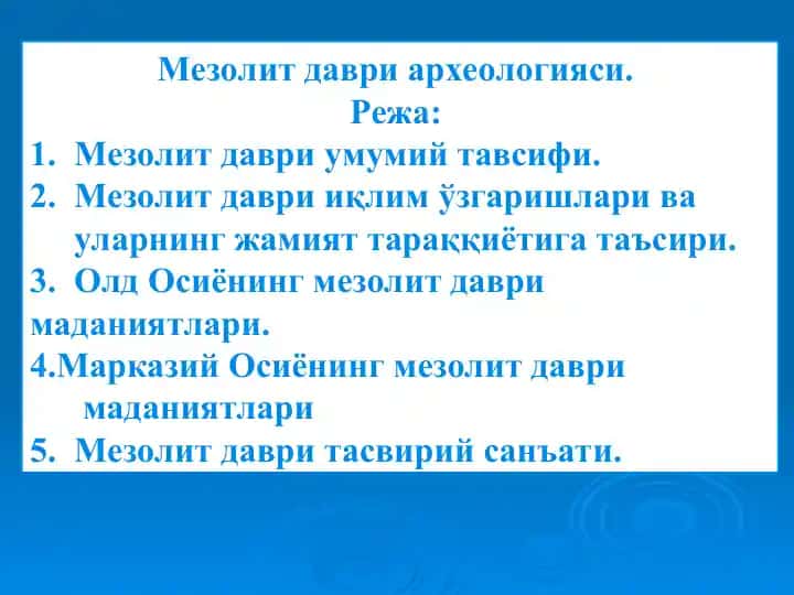 Мезолит даври археологияси.