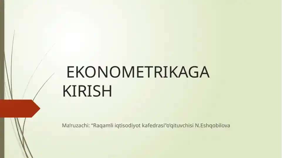 EKONOMETRIKAGA KIRISH