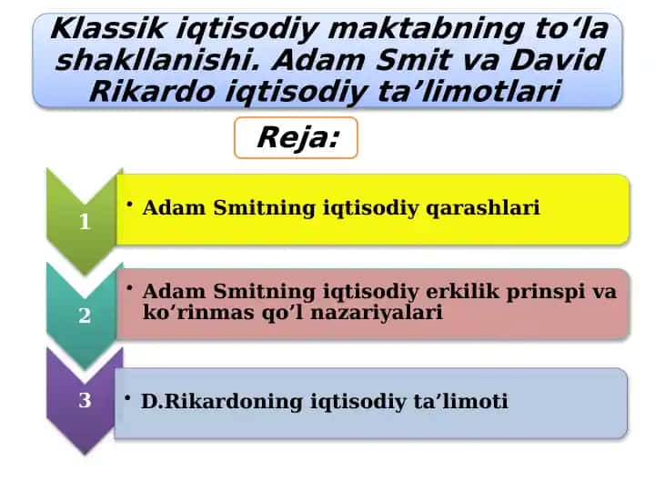 Adam Smitning iqtisodiy qarashlari