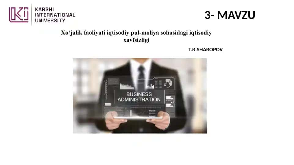 Pul-moliya sohasidagi iqtisodiy xavfsizlik