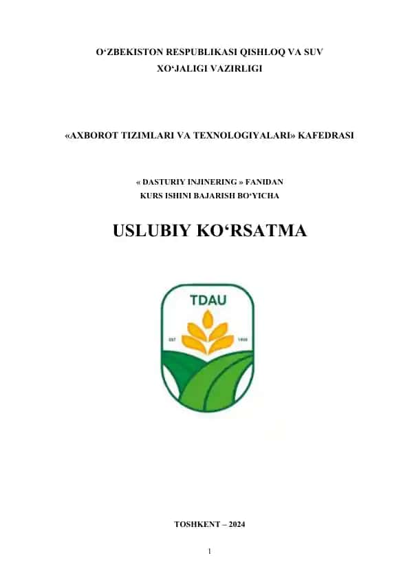 Kurs ishini bajarish bo‘yicha uslubiy ko‘rsatma