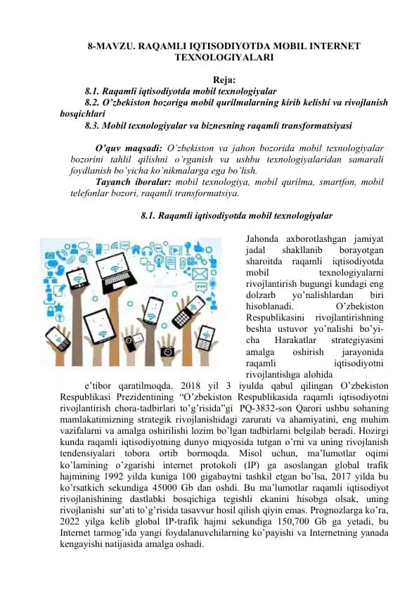 Raqamli iqtisodiyotda mobil texnologiyalar