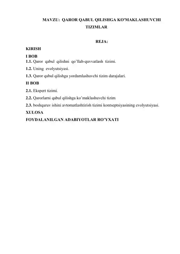 Qaror qabul qilishga ko'maklashuvchi tizimlar
