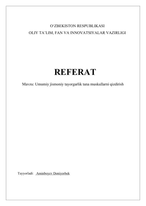 Umumiy jismoniy tayorgarlik tana muskullarni qizdirish