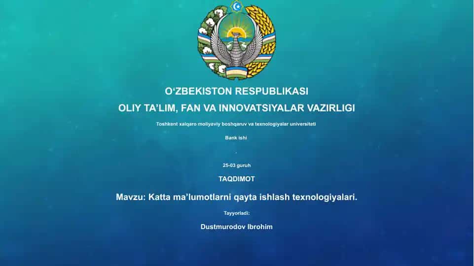 Katta ma'lumotlarni qayta ishlash texnologiyalari