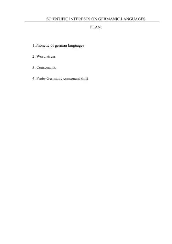 SCIENTIFIC INTERESTS ON GERMANIC LANGUAGES