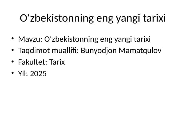 Oʻzbekistonning eng yangi tarixi